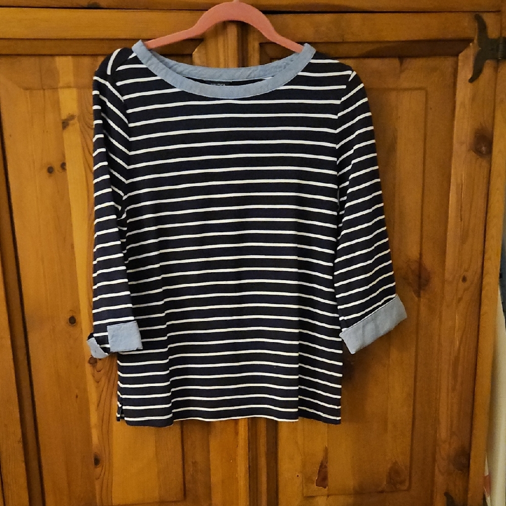 Nautica Blue and White Striped Shirt
